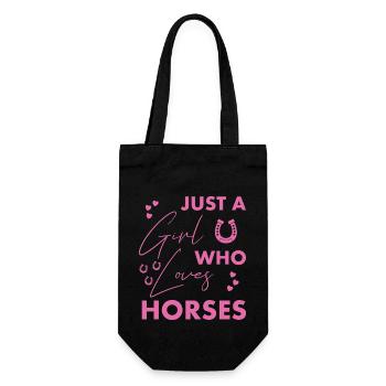 Girl who loves Horses - Geschenkbeutel für Flaschen - Schwarz - Vorne