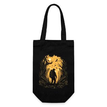 Hiking Outdoor Nature Trees Retro Forest - Gift Bag for Bottles - black - Front