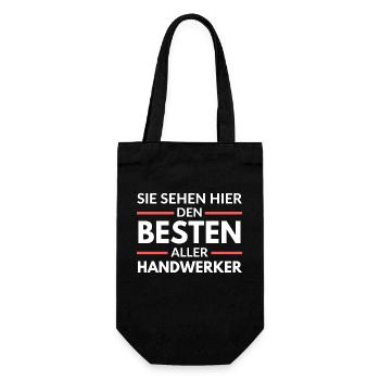 Sie sehen hier den Besten aller Handwerker - Geschenkbeutel für Flaschen - Schwarz - Vorne