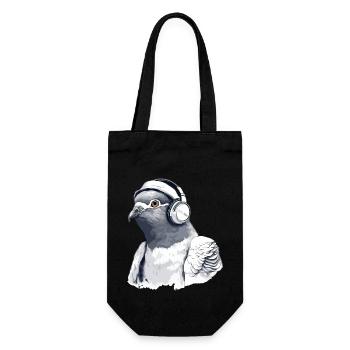 Zaki the audiophile pigeon - Gift Bag for Bottles - black - Front