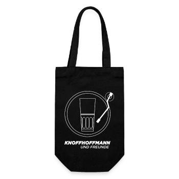 Knoffhoffmann - Logo plus Schriftzug - weiß - Geschenkbeutel für Flaschen - Schwarz - Vorne