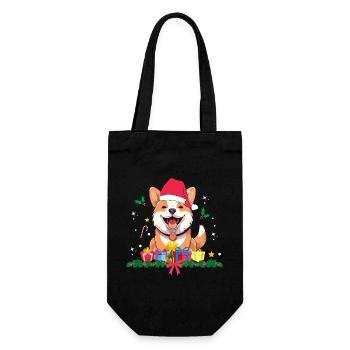 Hund Weihnachten. Weihnachtsgeschenk - Geschenkbeutel für Flaschen - Schwarz - Vorne
