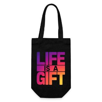 Tropical Vibes : La vie est un cadeau - Sac à bouteille - noir - Devant