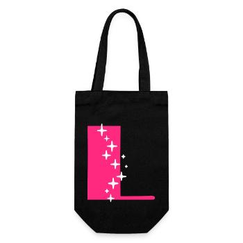 Letter L Glitter - Gift Bag for Bottles - black - Front