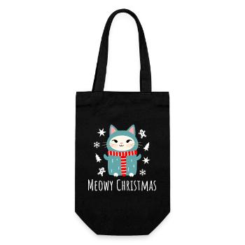Meowy Christmas - Chat de Noël mignon - Sac à bouteille - noir - Devant