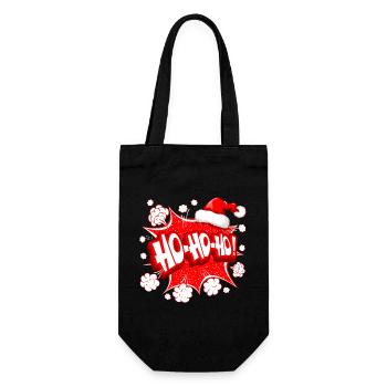 Weihnachten, Weihnachtsmann, Frohe Feiertage - Geschenkbeutel für Flaschen - Schwarz - Vorne