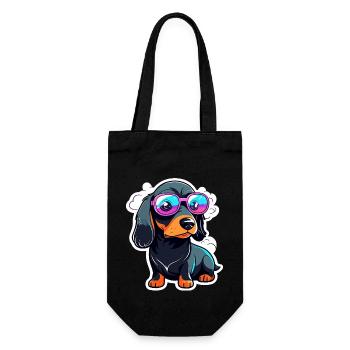 Illustration de chien teckel - Sac à bouteille - noir - Devant