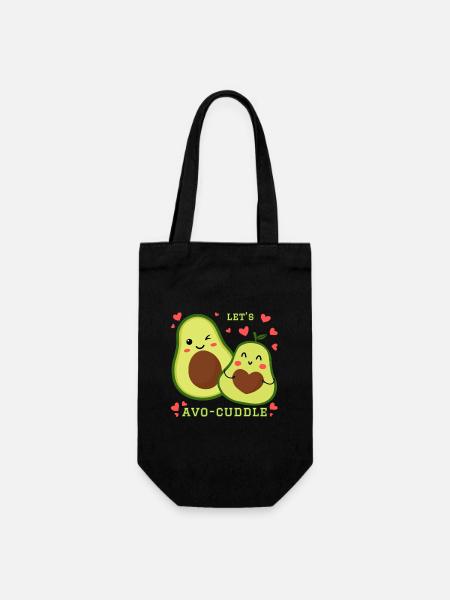 Lets Avo-Cuddle Avocado Kuscheln Kawaii Cartoon - Geschenkbeutel für Flaschen - Schwarz