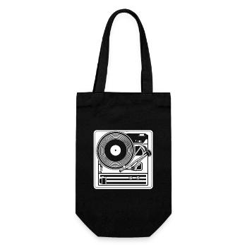 Retro Design Plattenspieler - Geschenkbeutel für Flaschen - Schwarz - Vorne