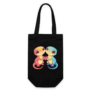 Lézard Gecko Lézard Couple Amour Couple Amoureux - Sac à bouteille - noir - Devant
