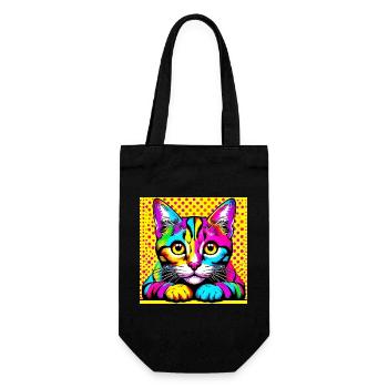 Katze Pop Art - Geschenkbeutel für Flaschen - Schwarz - Vorne