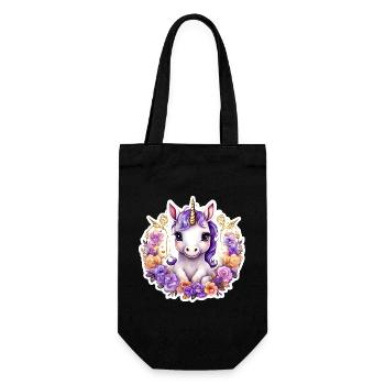 Licorne avec des Roses colorées - Licorne douce - Sac à bouteille - noir - Devant