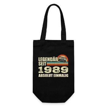 Legendär Seit 1989 - Absolut Einmalig - Geschenkbeutel für Flaschen - Schwarz - Vorne