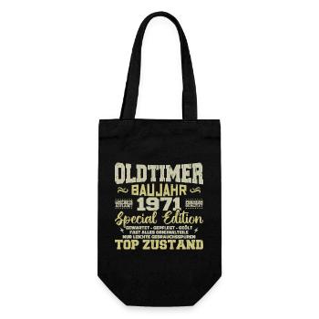 Jahrgang 1971 geboren Retro Geburtstag Vintage - Geschenkbeutel für Flaschen - Schwarz - Vorne
