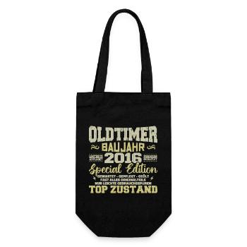 Jahrgang 2016 geboren Retro Geburtstag Vintage - Geschenkbeutel für Flaschen - Schwarz - Vorne