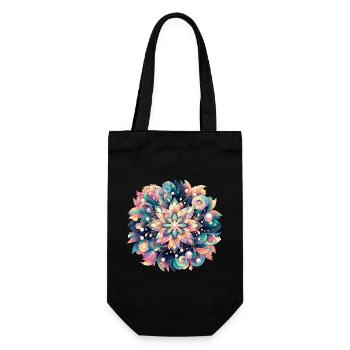 Floral Mandala Sea Deep Pastel Design - Gift Bag for Bottles - black - Front