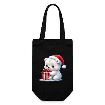 Der Weihnachtseisbär - Geschenkbeutel für Flaschen - Schwarz - Vorne