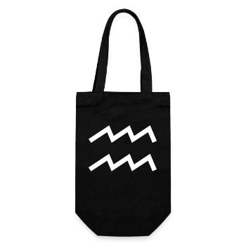 Sternzeichen Wassermann, exklusives T-Shirt Design - Geschenkbeutel für Flaschen - Schwarz - Vorne