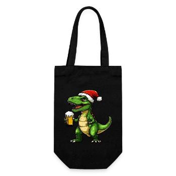 Dinosaur T-Rex Christmas Beer - Gift Bag for Bottles - black - Front