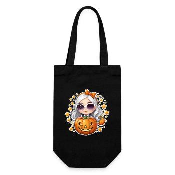 Fille à Halloween avec citrouille et étoile - Sac à bouteille - noir - Devant