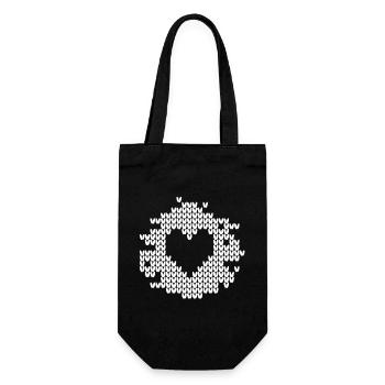 Heart Knitting Pattern Snow Christmas Xmas Love - Gift Bag for Bottles - black - Front