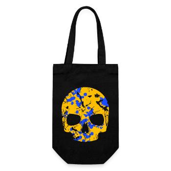 Totenkopf Bunt Camo - Geschenkbeutel für Flaschen - Schwarz - Vorne