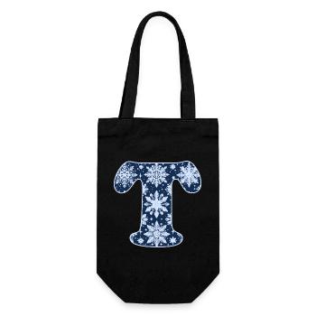 Letter T Snowflakes - Gift Bag for Bottles - black - Front