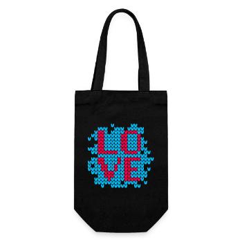 Knitting Pattern Love Love Winter Christmas Xmas - Gift Bag for Bottles - black - Front