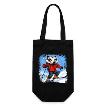 Dachse Ski / Skifahrer Dachs - Geschenkbeutel für Flaschen - Schwarz - Vorne