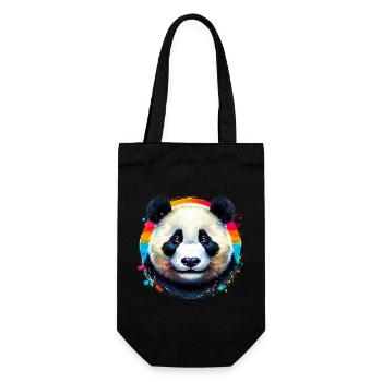 Panda - Geschenkbeutel für Flaschen - Schwarz - Vorne