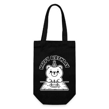 Birthday Bear having cake - Happy Birthday Design - Gift Bag for Bottles - black - Front