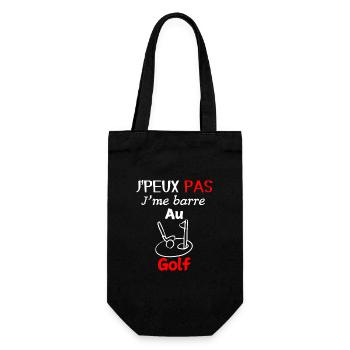 Passion Golf – Ich bin für Golf unterwegs - Geschenkbeutel für Flaschen - Schwarz - Vorne