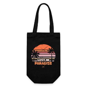 Lost in Paradise - Logo rétro des palmiers au coucher du soleil - Sac à bouteille - noir - Devant
