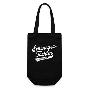 Schwiegertochter 2025 Hochzeit Heirat Ehe Tochter - Geschenkbeutel für Flaschen - Schwarz - Vorne