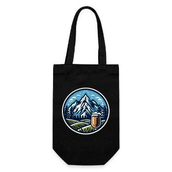 Mountain and Beer Nature Motif - Gift Bag for Bottles - black - Front