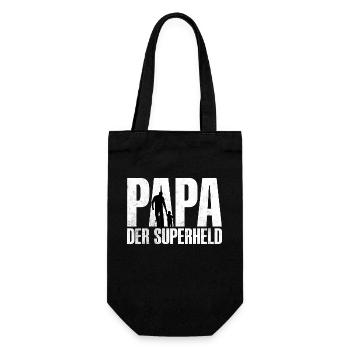 PAPA DER SUPERHELD Schön, dass es dich gibt! - Geschenkbeutel für Flaschen - Schwarz - Vorne