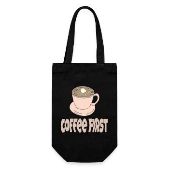 coffee first - Geschenkbeutel für Flaschen - Schwarz - Vorne