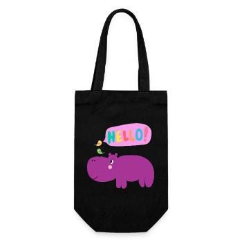 Hippopotamus with Bird Gang - Cute Animals - Gift Bag for Bottles - black - Front