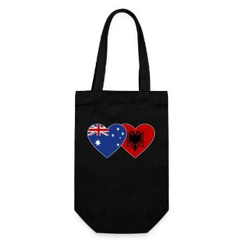 Australien Albanien Flagge Herz - Geschenkbeutel für Flaschen - Schwarz - Vorne