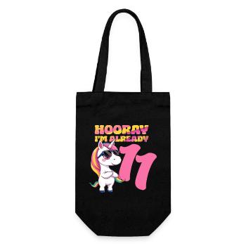 11 Jahre Mädchen Geburtstag Einhorn Motto Unicorn - Geschenkbeutel für Flaschen - Schwarz - Vorne