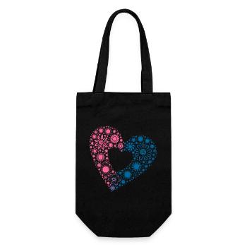 Yin & Yang Love – Colorful Sunflower Heart - Gift Bag for Bottles - black - Front