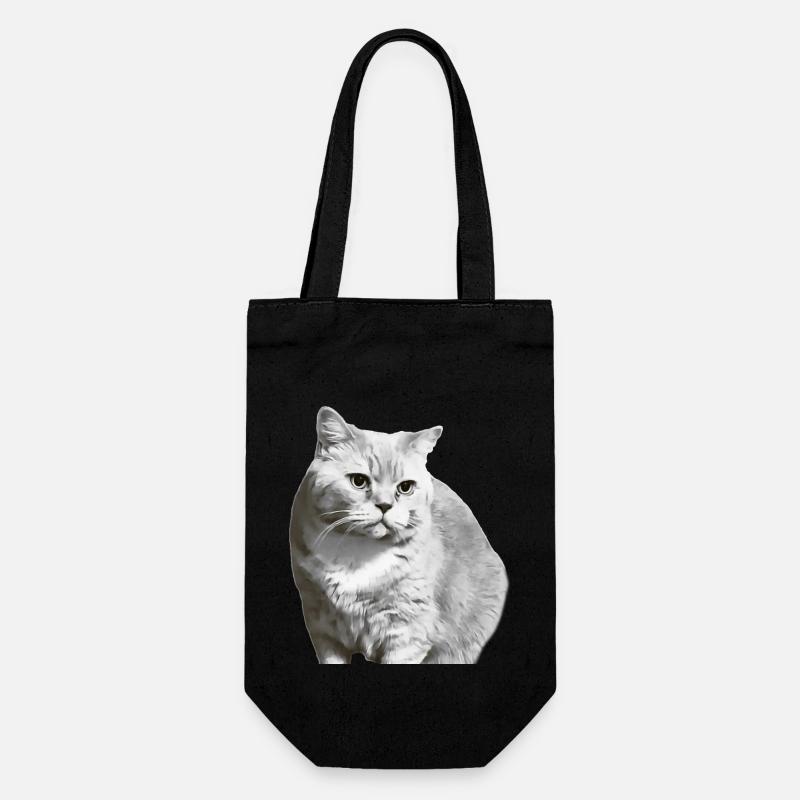 British Shorthair Cat White White Cat Kitten - Gift Bag for Bottles - black