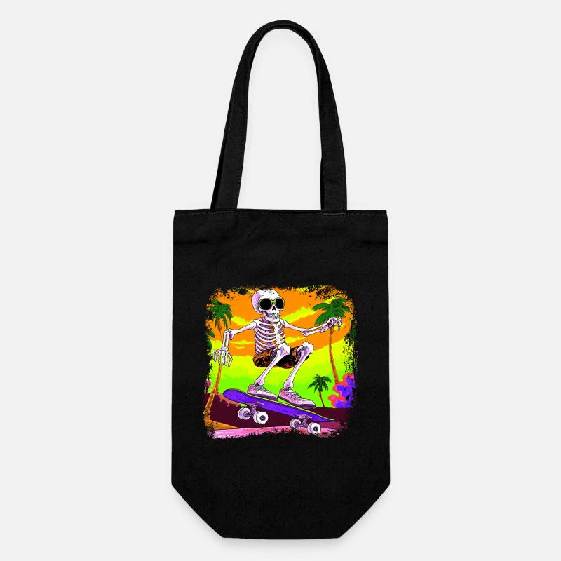 Skateboarder squelette - Sac à bouteille - noir