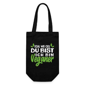 Attention I'm Vegan Funny Vegan Gift - Gift Bag for Bottles - black - Front