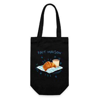 Hausgemachtes Croissant - Geschenkbeutel für Flaschen - Schwarz - Vorne