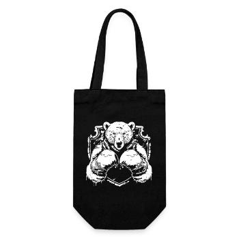 Starkes Bärenlogo mit Kampfpose Boxer - Geschenkbeutel für Flaschen - Schwarz - Vorne