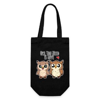 Cute Owl Lovers - Owl you need is LOVE - Gift Bag for Bottles - black - Front