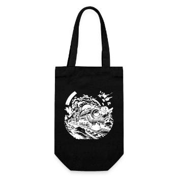 Railway Sketch - Gift Bag for Bottles - black - Front