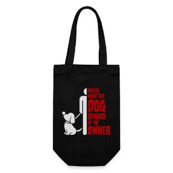 Never Mind Dog Beware Owner Warning Dogs Humor - Gift Bag for Bottles - black - Front