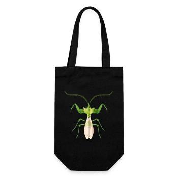 Tropisches Insekt in Grün – filigrane Teufelsblume - Geschenkbeutel für Flaschen - Schwarz - Vorne